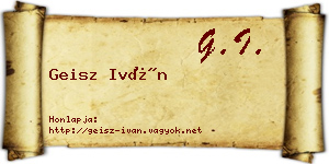 Geisz Iván névjegykártya